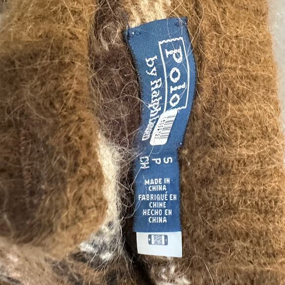 SOLD - Polo Ralph Lauren Fair Isle Cardigan Sweater SMALL Nordic Brown Designe - Picture 9 of 9